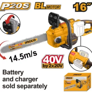 INGCO Akkus láncfűrész 400 mm szénkefe nélküli 2 x 20 V (akku és töltő nélkül)