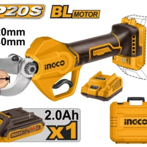 INGCO Akkus metszőolló 30 mm szénkefe nélküli 20 V (1 x 2,0 Ah akku + töltő)