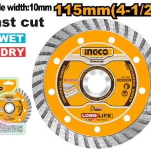 INGCO Gyémánt vágókorong 115 x 10 x 22,2 mm turbó