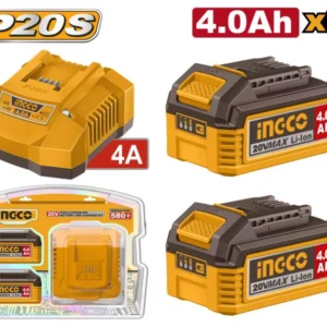 INGCO Akkumulátor és töltő szett 20 V (2 x 4,0 Ah akku + 4,0 A töltő)