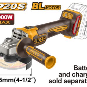 INGCO Akkus sarokcsiszoló 115 mm szénkefe nélküli 20 V (akku és töltő nélkül)