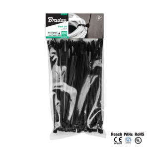 Bradas TS1148450B UV-álló kábelkötegelő, fekete 4,8 x 450 mm, 100 db