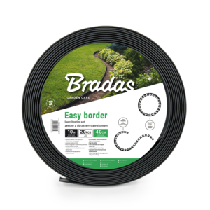 Gyepszegély-szett EASY BORDER 10 m × 40 mm, fekete, 20 rögzítővel – Bradas