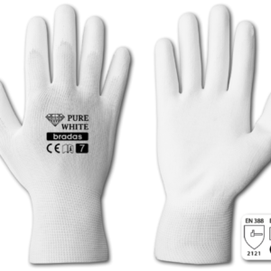 Bradas PURE WHITE RWPWH10 védőkesztyű, poliuretán (PU) mártott, 10-es méret