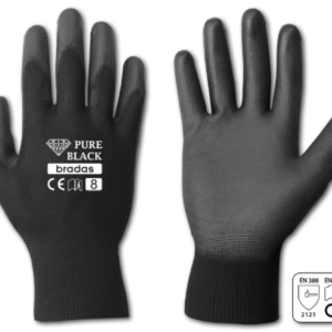 Bradas PURE BLACK RWPBC11 védőkesztyű, poliuretán (PU) mártott, 11-es méret
