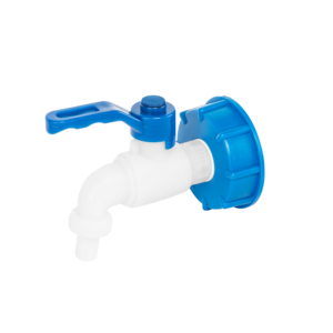 IBC csapszett: kék S60x6 anya + 1/2" acélmenetes PP csap – Bradas IBCS60-KS1212