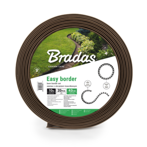 Gyepszegély-szett EASY BORDER 10 m × 40 mm, barna, 20 rögzítővel – Bradas