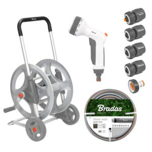 Tömlőkocsi-szett SILVER PRO, fém, 1/2" tömlőhöz (max. 70 m) – Bradas