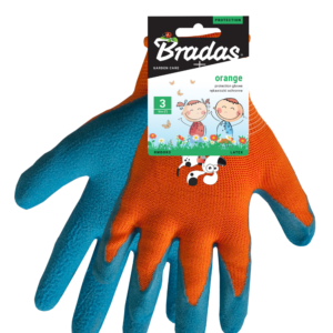 Bradas ORANGE RWDOR4 gyerek védőkesztyű, érdes felületű latex mártott, 4-es méret