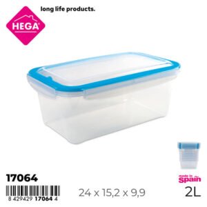 Hega Hogar hermetikusan záródó szögletes tárolódoboz Kiev 2 l (17064)