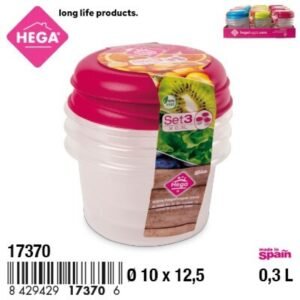 Hega Hogar kerek ételtároló doboz Baby 0,3 l, 3 db-os csomag (17370)