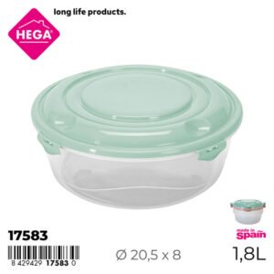 Hega Hogar kerek tárolóedény fedővel Moscu 1,8 l (17583)