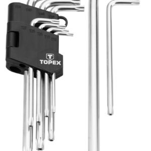 Topex Torx kulcs készlet T10-T50, 9 részes, furatos 35D961