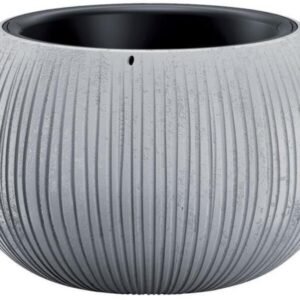Beton Bowl kaspó betonhatású, bordázott Ø23,8 cm, fekete (Prosperplast)