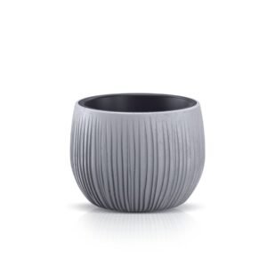 Beton Bowl kaspó betonhatású, bordázott Ø23,8 cm, szürke (Prosperplast)