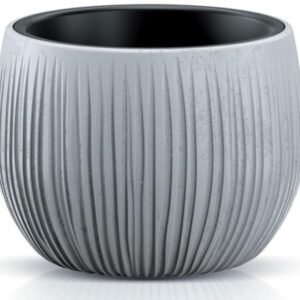 Beton Bowl kaspó betonhatású, bordázott 37 cm, szürke (Prosperplast)