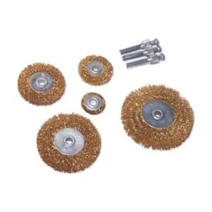 BEAST lapos forgó drótkefe készlet acél/réz, 5 részes + 3 db 6 mm-es szár (740050)