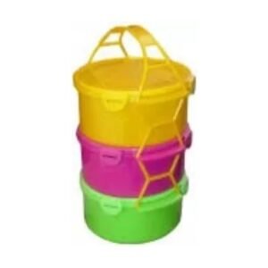 Csatos tetejű ételhordó 3 × 1,5 l, színes
