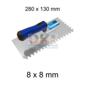 Fogazott glettvas 8 x 8 mm, 280 x 130 mm, soft nyéllel (Bautool)