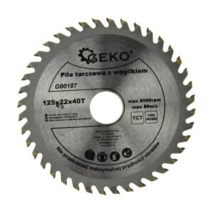 GEKO keményfém lapkás (widia) fűrésztárcsa fához 125 x 22 mm, 40 fogú (G00107)