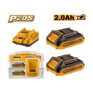 INGCO Akkumulátor és töltő szett 20 V (2 x 2,0 Ah akku + 2,0 A töltő)