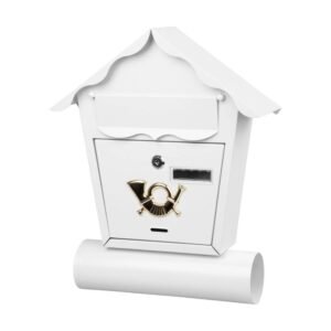 Postaláda NESTOR újságtartóval, fehér, 370 × 100 × 440 mm