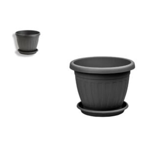 Venezia virágcserép alátéttel 17 cm, antracit