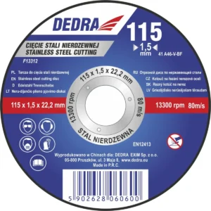 Dedra F13312 vágókorong rozsdamentes acélra 115x1,5x22,2 mm