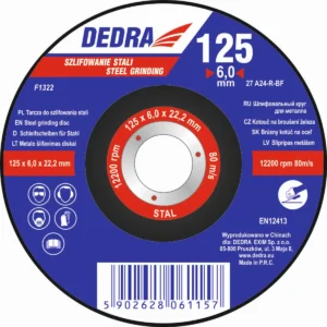 Tisztítókorong (csiszolókorong) acélhoz 125 × 6,0 × 22,2 mm – Dedra