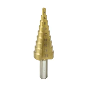 Lépcsős fúró 4–20 mm, HSS + TiN bevonat – Dedra
