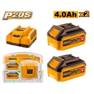 INGCO 20 V akkumulátor és töltő szett (2 × 4,0 Ah)