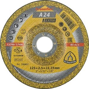 Klingspor vágókorong 125 × 2,5 mm A24 Extra, hajlított, acél