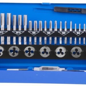 Menetfúró és menetmetsző készlet HSS, M3–M12, 33 részes – Strend Pro SX1033