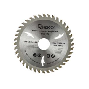 GEKO keményfém lapkás (widia) fűrésztárcsa fához 115 x 22 mm, 40 fogú (G00101)