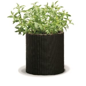 Rattan hatású virágtartó S (28 x 28 x 28,3 cm), barna (Keter)