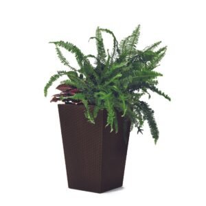 Rattan hatású virágtartó S, négyszögletes (29 x 44 x 29 cm, 23,6 l), barna (Keter)