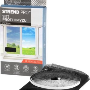 Szúnyogháló ablakra 150 × 130 cm, fekete, tépőzárral – Strend Pro FlyScreen2