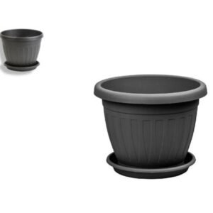 Venezia virágcserép alátéttel 17 cm, antracit